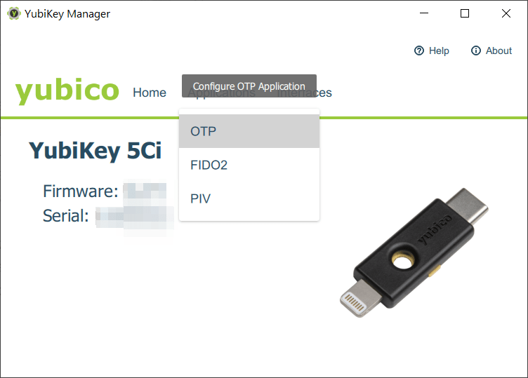 YubiKey Manager - Applications - OTP